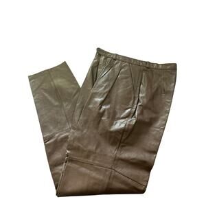 GUC Franco Torini Men's Genuine Leather Pants Brown Pleats Pockets Lined 30x32